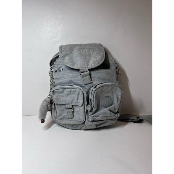 Kipling Lovebug Travel Small Backpack Gray With Monkey Keychain - Picture 1 of 10
